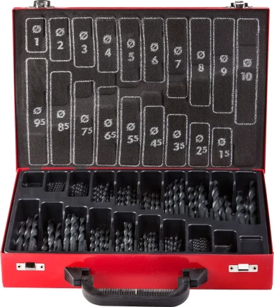 Набор ЗУБР &quot;ТЕХНИК&quot;: Свёрла по металлу парооксидированных, быстрорежущая сталь, в мет. боксе, 1-10мм, шаг-0,5, 170 предм. 4-29605-H170-M купить в Кургане