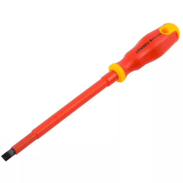 Отвертка STAYER "PROFI" "ELECTRO" диэлектрическая до 1000В, двухкомп рукоятка, SL 8,0 х 175 мм 25141-08-17 купить в Кургане