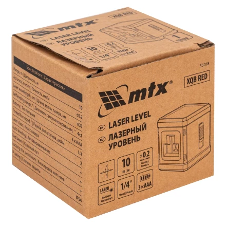 Лазерный уровень MTX XQB RED Basic SET, 10 м, красный луч, батарейки, резьба 1/4&quot; 35018 купить в Кургане