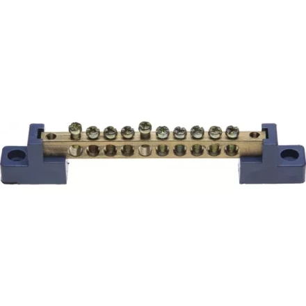 Шина СВЕТОЗАР нулевая на 2-х угловых изоляторах, макс. ток 100А, 5,2мм, 10 полюсов 49808-10 купить в Кургане