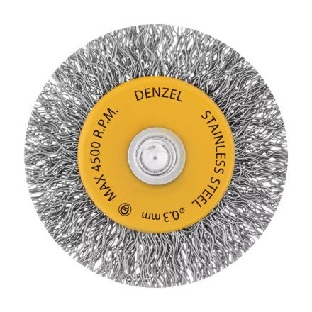 Щетка для дрели, 50 мм, Плоская, со шпилькой, нержавеющая витая проволока Denzel 744623 купить в Кургане