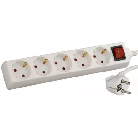 Удлинитель СВЕТОЗАР электрический с заземлением и выключателем, с защитными шторками, евро, 5 гнезд,3м SV-55055-3 купить в Кургане