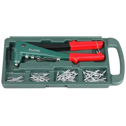 Заклепочник, KRAFTOOL "NX-3" 31170-H6, литой корпус, d=2,4-4,8 мм - Al и сталь; d=2,4-4,0 - нерж сталь, в боксе, с набором заклепок 31170-H6 купить в Кургане