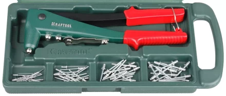 Заклепочник, KRAFTOOL "NX-3" 31170-H6, литой корпус, d=2,4-4,8 мм - Al и сталь; d=2,4-4,0 - нерж сталь, в боксе, с набором заклепок 31170-H6 купить в Кургане