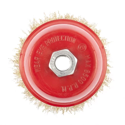 Щетка для УШМ, 125 мм, М14, &quot;чашка&quot;, латунированная витая проволока  MATRIX 74606 купить в Кургане