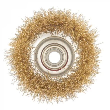 Щетка для УШМ, 125 мм, М14, &quot;чашка&quot;, латунированная витая проволока  MATRIX 74606 купить в Кургане