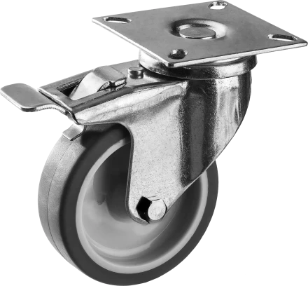 Колеса поворотные с тормозом из термопластичной резины с полипропиленовым диском серия ПРОФЕССИОНАЛ купить в Кургане