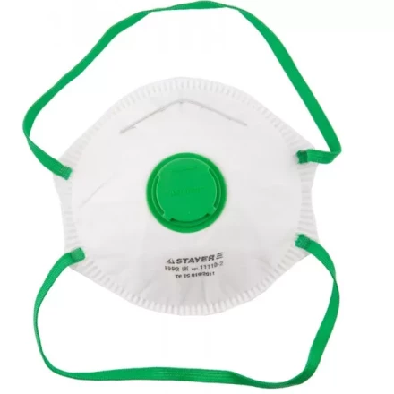 Полумаска фильтрующая STAYER &quot;PROFI&quot; коническая, с клапаном, многослойная, класс защиты FFP2 11110-2 купить в Кургане