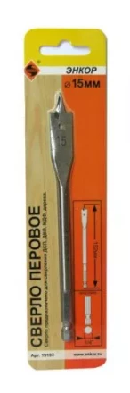 Сверло перовое по дереву  ф15х152мм 1/50/200 19103 купить в Кургане