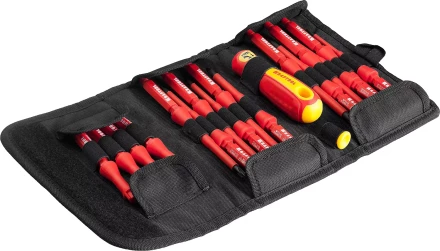Набор &quot;Х-Drive ELECTRO&quot;: Высоковольтные отвертки, сменные стержни, ключи специальные, до 1000В, 18 предм, KRAFTOOL 220092-H18 купить в Кургане