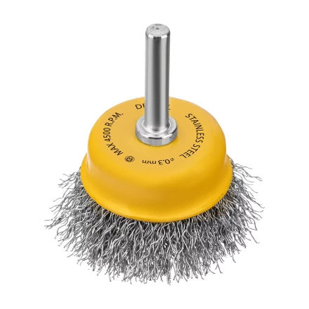 Щетка для дрели, 50 мм, Чашка, со шпилькой, нержавеющая витая проволока Denzel 744633 купить в Кургане