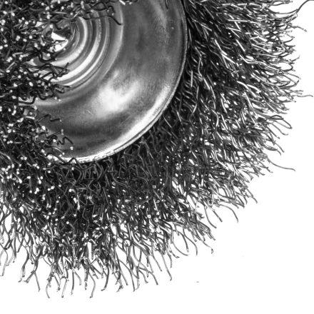 Щетка для дрели, 50 мм, Чашка, со шпилькой, нержавеющая витая проволока Denzel 744633 купить в Кургане