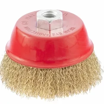 Щетка для УШМ, 150 мм, М14, &quot;чашка&quot;, латунированная витая проволока  MATRIX 74607 купить в Кургане