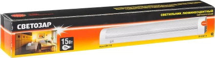 Светильник люминесцентный СВЕТОЗАР модель &quot;СЛУ-115&quot; с плафоном и выключателем, угловой, лампа Т8, 502x54x74мм, 15Вт SV-57587-15 купить в Кургане