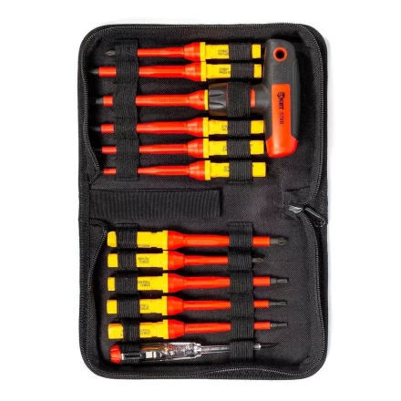 Диэлектрическая Т-образная отвертка КВТ VDE НИО-4412-Т со сменными битами, 12 шт. (87128) купить в Кургане