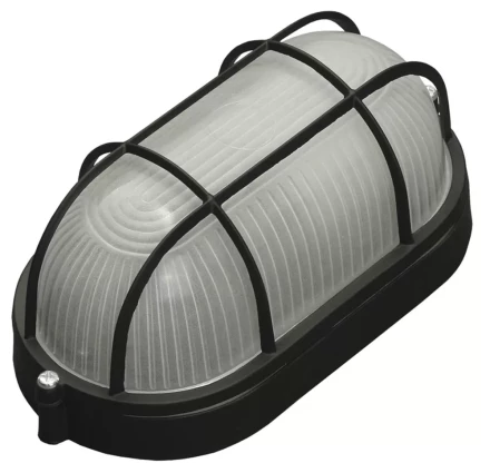 Светильник уличный СВЕТОЗАР влагозащищенный с решеткой, овал, цвет черный, 60Вт SV-57205-B купить в Кургане