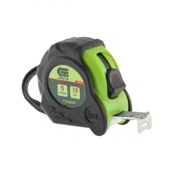 Рулетка Графит, обрезиненный корпус, амортизатор, 5 м х 19 мм  СИБРТЕХ 32531 купить в Кургане