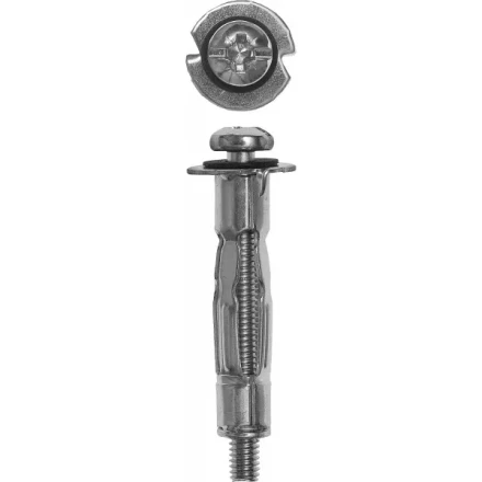 Анкер ЗУБР для пустотелых конструкций оцинкованный, с винтом PH3&amp;SL, М6х65х34мм, ТФ6, 2шт 4-302476-06-065 купить в Кургане