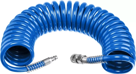 ЗУБР 10 м, 8 х 12 мм, 15 бар, воздушный спиральный шланг с фитингами рапид, Профессионал (6472-10) купить в Кургане