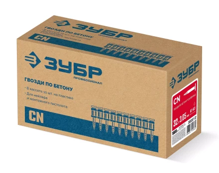ЗУБР CN усиленные bullet point 32 х 3.05 мм, гвозди по бетону оцинкованные, 1000 шт (305387-32) купить в Кургане