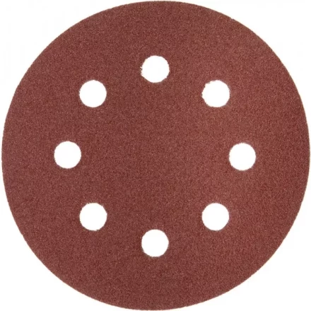 Круг шлифовальный ЗУБР &quot;МАСТЕР&quot; универсальный, из абразивной бумаги на велкро основе, 8 отверстий, Р120, 125мм, 5шт 35562-125-120 купить в Кургане