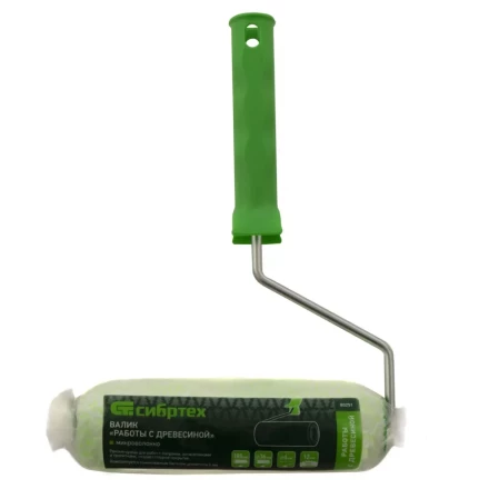 Валик &quot;Работы с древесиной&quot;, 180 мм, ворс 12 мм, D - 36 мм, D ручки - 6 мм, микроволокно Сибртех 80251 купить в Кургане