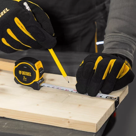 Рулетка Denzel 3м х 16мм, двухкомп. корпус, магнитный обрезиненный зацеп, 31530 купить в Кургане