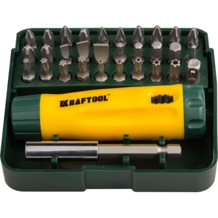 Набор KRAFTOOL Отвертка реверсивная с битами и адаптером, Cr-V, 32 предмета 26142-H32 купить в Кургане