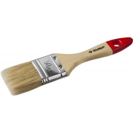 Кисть плоская  ЗУБР &quot;УНИВЕРСАЛ-МАСТЕР&quot;, натуральная щетина, деревянная ручка, 50мм 4-01003-050 купить в Кургане