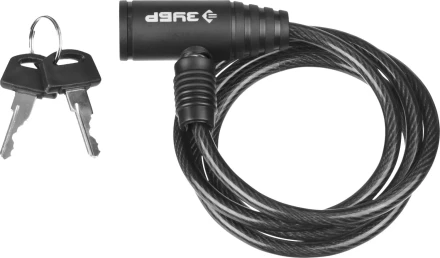 Замок ЗУБР &quot;СТАНДАРТ&quot;, тросовый, 2 ключа в комплекте, длина троса 1200мм, d 6мм 37269-120 купить в Кургане