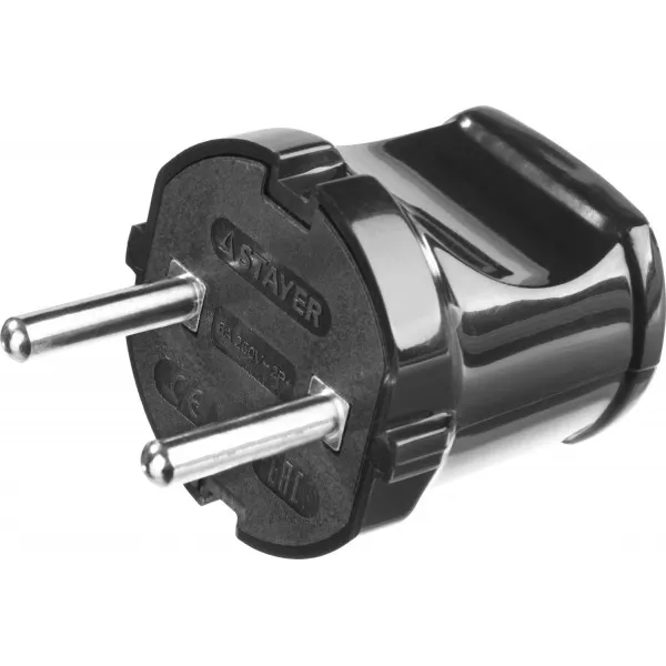 Вилка MAXElectro электрическая, 6А/220В, черная, STAYER 55150-B купить в Кургане
