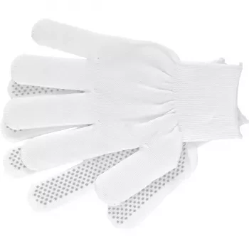 Перчатки нейлон ПВХ точка 13 класс белые L 67825 купить в Кургане