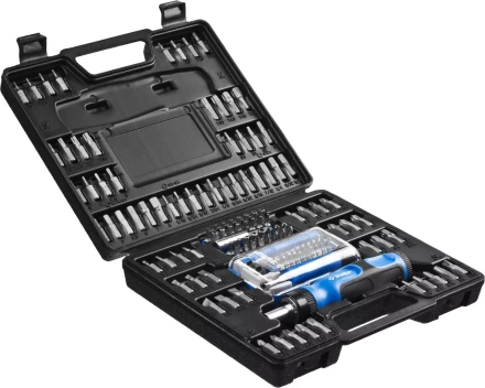 Набор ЗУБР &quot;ЭКСПЕРТ&quot;: Отвертка реверсивная с магнитным битодержателем и отсеком для бит в рукоятке, Cr-V, 130 предметов 25237-H129 купить в Кургане