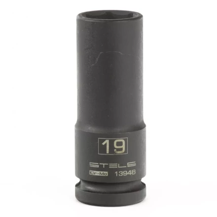 Головка ударная удлиненная шестигранная 19мм 1/2&quot; CrMo  Stels 13946 купить в Кургане