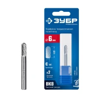 Зубр Твердосплавная борфреза C - цилиндр со сферическим концом, 6 х 16 мм (28802-6-16)