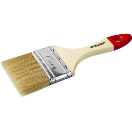 Кисть плоская  ЗУБР "УНИВЕРСАЛ-МАСТЕР", натуральная щетина, деревянная ручка, 75мм 4-01003-075 купить в Кургане