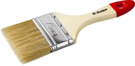 Кисть плоская  ЗУБР "УНИВЕРСАЛ-МАСТЕР", натуральная щетина, деревянная ручка, 75мм 4-01003-075 купить в Кургане