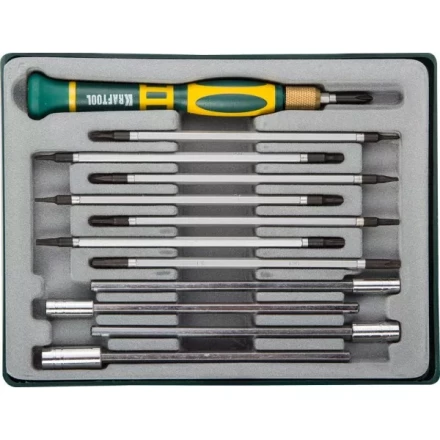 Набор KRAFTOOL Отвертки для точных работ с насадками, в боксе, 12 предметов 25611-H12 купить в Кургане