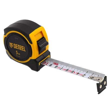 Рулетка Denzel 5м х 25мм, двухкомп. корпус, магнитный обрезиненный зацеп, 31532 купить в Кургане