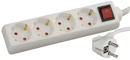 Удлинитель СВЕТОЗАР электрический с заземлением, выключателем, с защитными шторками, евро, 4 гнезда,2м SV-55045-2 купить в Кургане