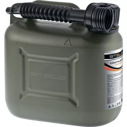 Канистра для ГСМ вертикальная 10 л пластиковая усиленная STELS артикул 53126 купить в Кургане