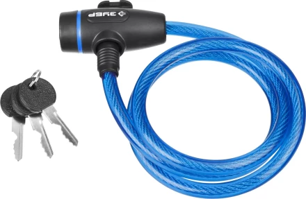 Замок ЗУБР "ПРОФЕССИОНАЛ", тросовый, 3 ключа в комплекте, длина троса 1200мм, d 10мм 37261-120 купить в Кургане