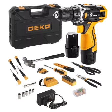 Дрель аккумуляторная DKCD12FU-Li DEKO + набор 104 инструмента для дома, 063-4117 купить в Кургане