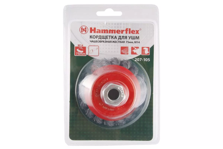 Кордщетка HAMMER чаша 75мм для УШМ витая сталь (207-105) купить в Кургане