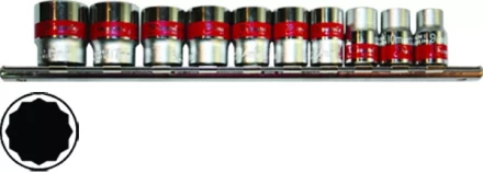 Набор торцевых головок, 1/2&quot;, 12-ти гр., CrV, 10шт., 10-24мм MATRIX 13596 купить в Кургане