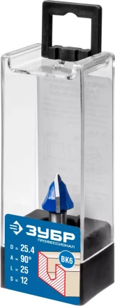 ЗУБР 25.4 x 25 мм, угол 90° мм, фреза пазовая галтельная V-образная, Профессионал (28752-25.4) купить в Кургане