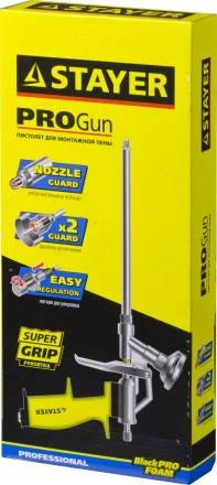 Пистолет &quot;PROGun&quot; для монтажной пены, металлический корпус, STAYER Professional 06861_z01 купить в Кургане