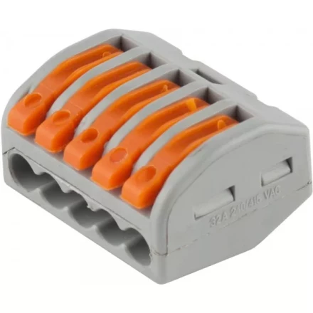 Клемма СВЕТОЗАР соединительная, разъемная, 5-и проводная, 400В, 32А, 0,5-2,5мм2/0,5-4мм2, 2шт 49190-5 купить в Кургане