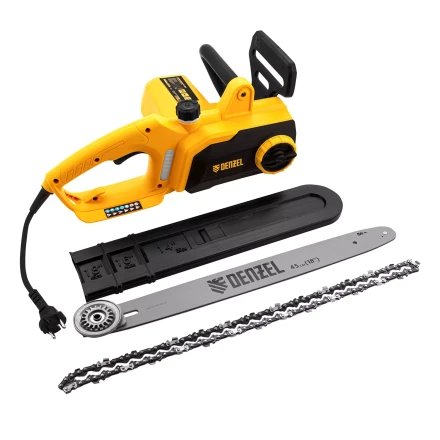 Пила цепная электрическая Denzel EDS-2200P, 2.2 кВт,поперечная, шина 45 см, шаг 3/8, паз 1.3 мм, 63 звена 95617 купить в Кургане