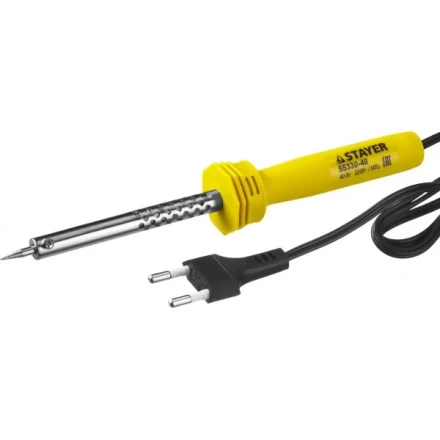 Паяльник STAYER &quot;STANDARD&quot; с пластмассовой рукояткой и долговечным жалом, 40 Вт, конус 55330-40 купить в Кургане
